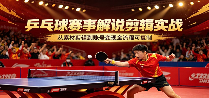 【福缘网创】乒乓球赛事解说剪辑实战，从素材剪辑到账号变现全流程可复制 - 初遇资源网