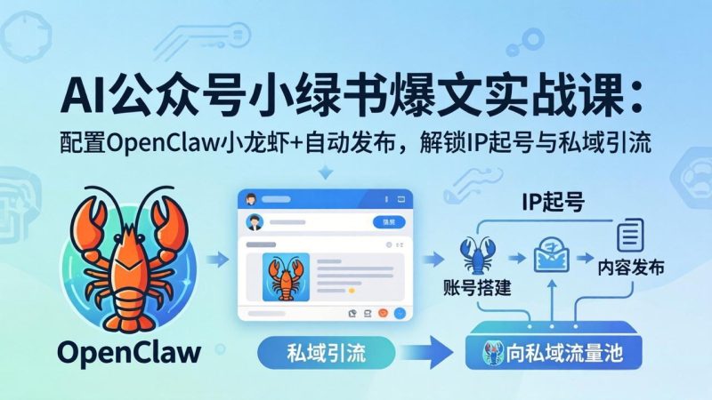 AI公众号小绿书变现实战课：小绿书爆文写作+OpenClaw自动发布，解锁IP起号与私域引流-初遇资源网