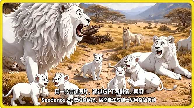 用一张普通图片,通过GPT写剧情,再用Seedance 2.0做动态演绎,居然能生成迪士尼风格搞笑动画-初遇资源网