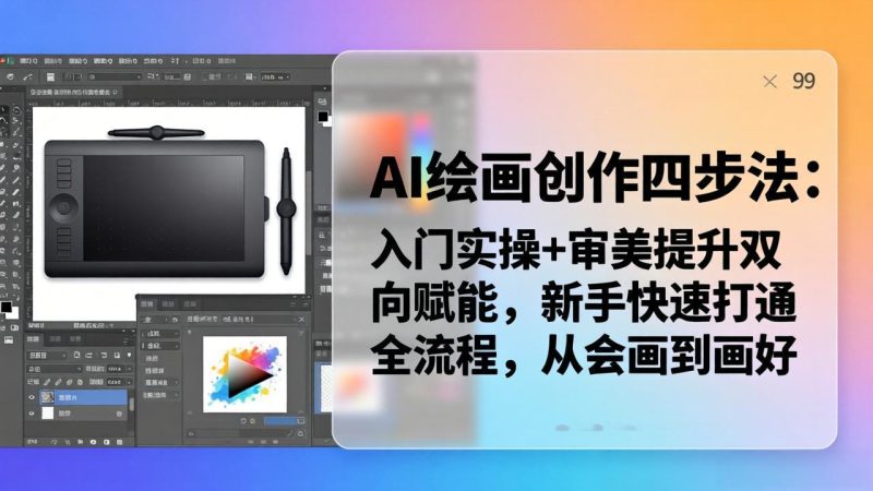 AI绘画创作四步法：入门实操+审美提升双向赋能，新手快速打通全流程，从会画到画好-初遇资源网