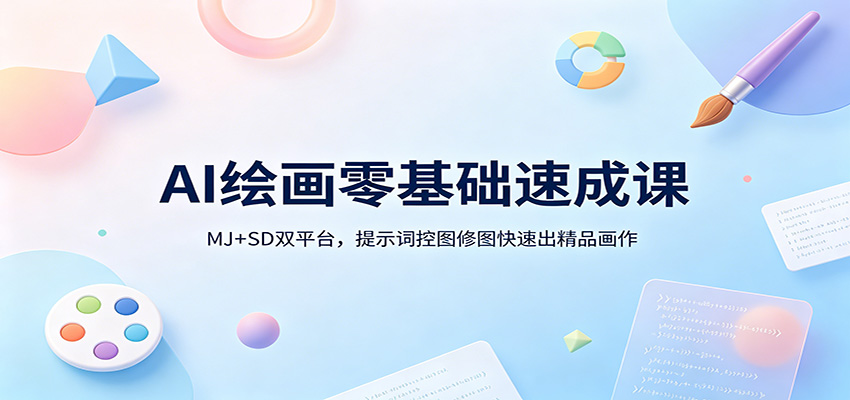 【福缘网创】AI绘画零基础速成课：MJ+SD双平台，提示词控图修图快速出精品画作 - 初遇资源网