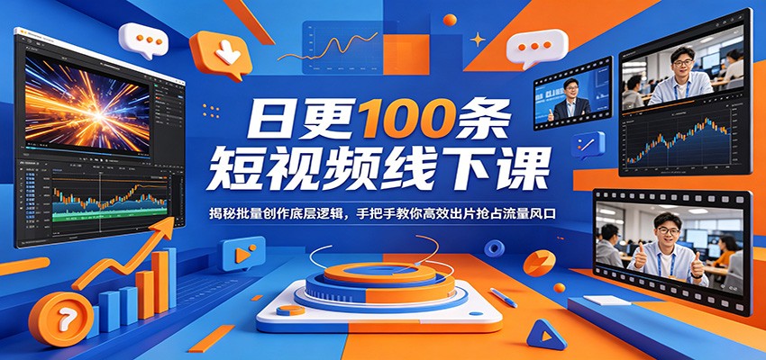 【福缘网创】日更100条短视频线下课：揭秘批量创作底层逻辑，手把手教你高效出片抢占流量风口 - 初遇资源网