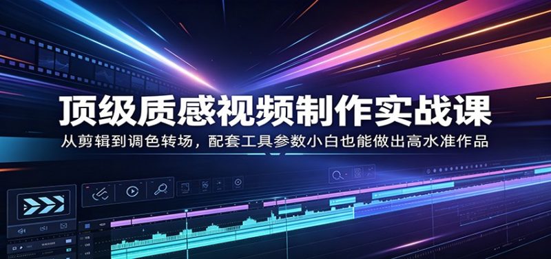 顶级质感视频制作实战课：从剪辑到调色转场，配套工具参数小白也能做出高水准作品-初遇资源网