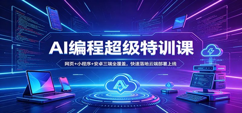AI编程超级特训课:网页+小程序+安卓三端全覆盖,快速落地云端部署上线-初遇资源网