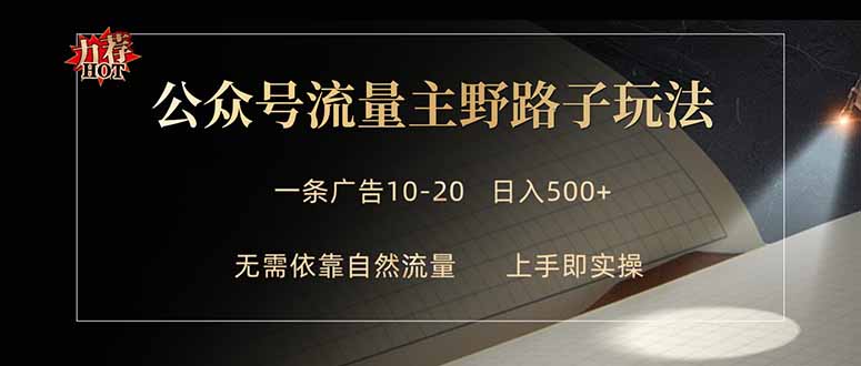 公众号流量主野路子玩法 单条广告10-20元 日入500+-初遇资源网
