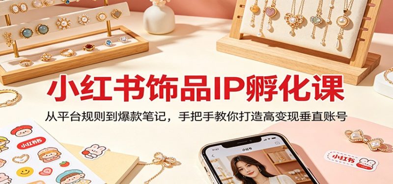 小红书饰品IP孵化课：从平台规则到爆款笔记，手把手教你打造高变现垂直账号-初遇资源网