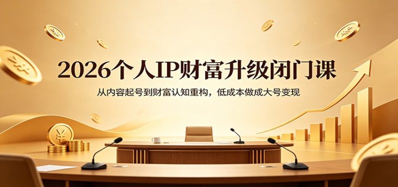 2026个人IP财富升级闭门课：从内容起号到财富认知重构，低成本做成大号变现-初遇资源网