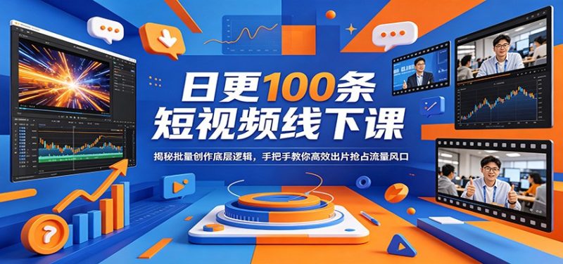 日更100条短视频线下课：揭秘批量创作底层逻辑，手把手教你高效出片抢占流量风口-初遇资源网