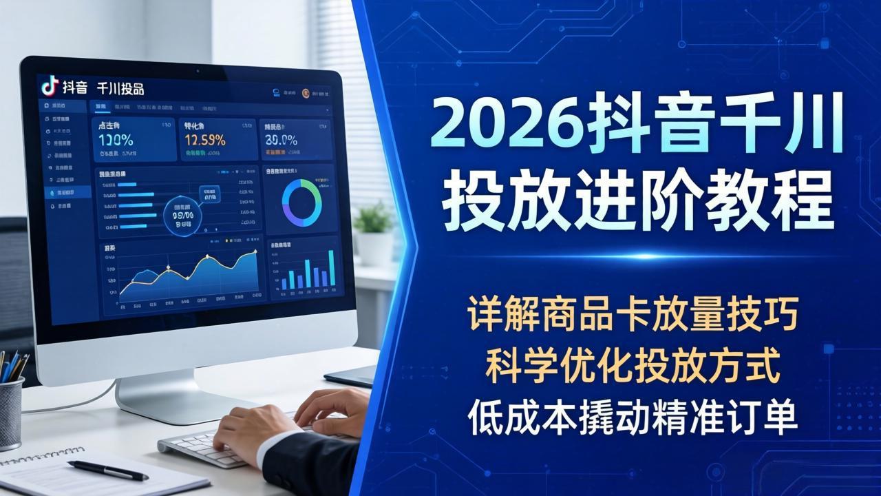 【中创网】2026抖音千川投放进阶教程，详解商品卡放量技巧，科学优化投放方式，低成本撬动精准订单 - 初遇资源网