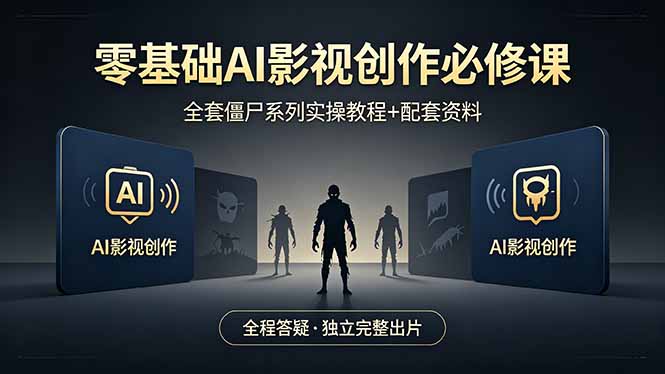 零基础AI影视创作必修课，全套僵尸系列实操教程加配套资料，全程答疑带你独立完整出片-初遇资源网
