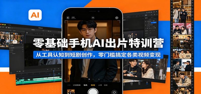零基础手机AI出片特训营：从工具认知到短剧创作，零门槛搞定各类视频变现-初遇资源网