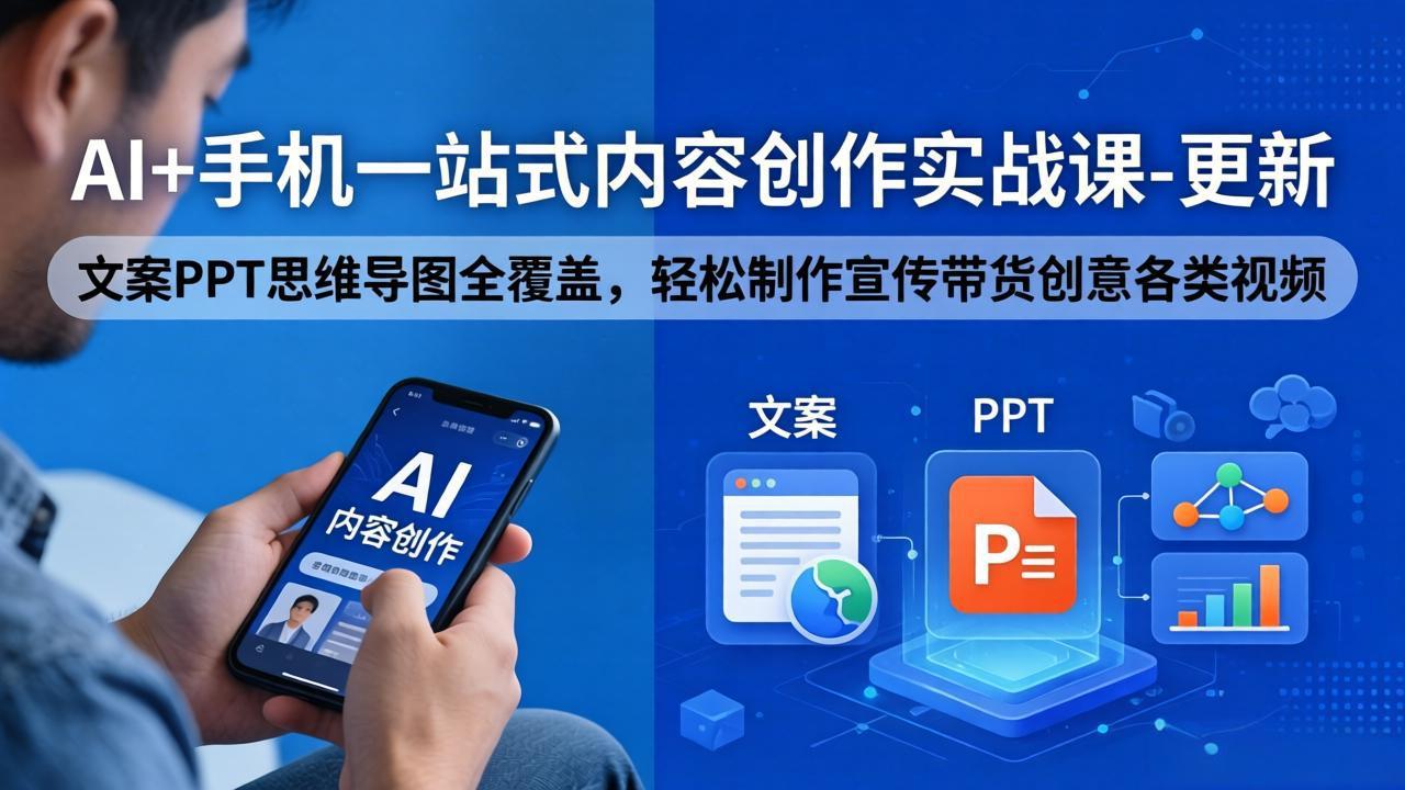 【中创网】AI+手机一站式内容创作实战课-更新，文案PPT思维导图全覆盖，轻松制作宣传带货创意各类视频 - 初遇资源网