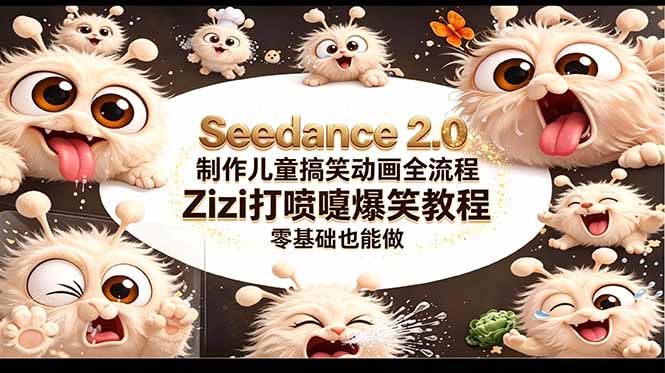 Seedance 2.0 制作儿童搞笑动画全流程Zizi打喷嚏爆笑教程｜零基础也能做-初遇资源网
