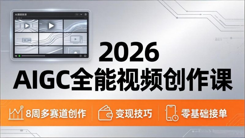 2026AIGC全能视频创作课，8周吃透多赛道创作+变现，零基础也能高效出片接单-初遇资源网