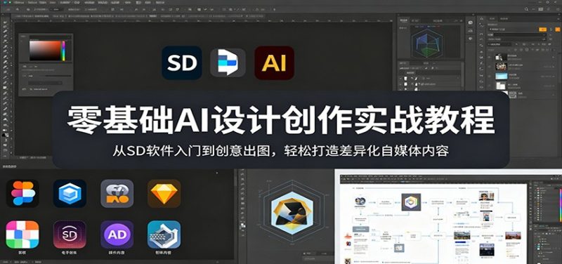 零基础AI设计创作实战教程：从SD软件入门到创意出图，轻松打造差异化自媒体内容-初遇资源网