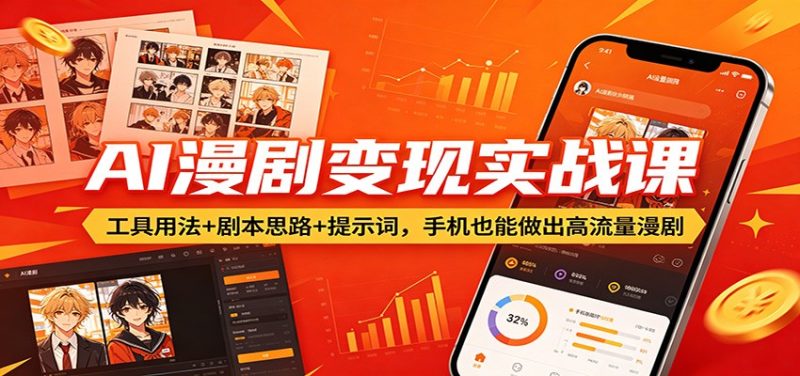 AI漫剧变现实战课：工具用法+剧本思路+提示词，手机也能做出高流量漫剧-初遇资源网