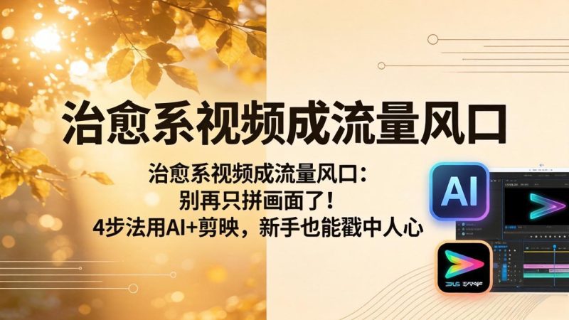 治愈系视频成流量风口：别再只拼画面了！4步法用AI+剪映，新手也能戳中人心-初遇资源网