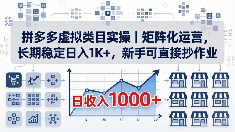 拼多多虚拟类目实操｜矩阵化运营，长期稳定日入 1K+，新手可直接抄作业-初遇资源网