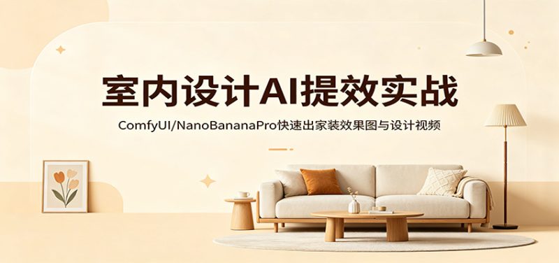 室内设计AI提效实战：ComfyUI/NanoBananaPro快速出家装效果图与设计视频-初遇资源网