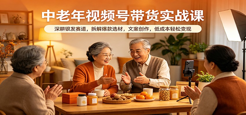 【福缘网创】中老年视频号带货实战课：深耕银发赛道，拆解爆款选材，文案创作，低成本轻松变现 - 初遇资源网