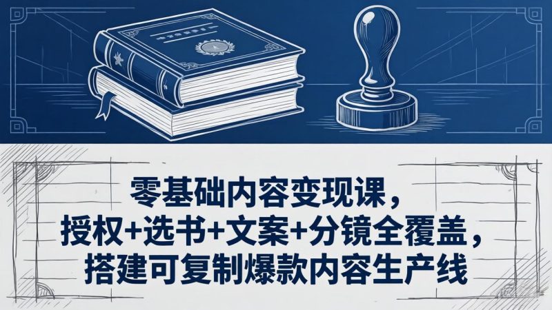 零基础内容变现课,授权+选书+文案+分镜全覆盖,搭建可复制爆款内容生产线-初遇资源网