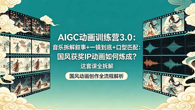 AIGC动画训练营3.0：音乐拆解叙事+一镜到底+口型匹配：国风获奖IP动画如何炼成？这套课全拆解-初遇资源网
