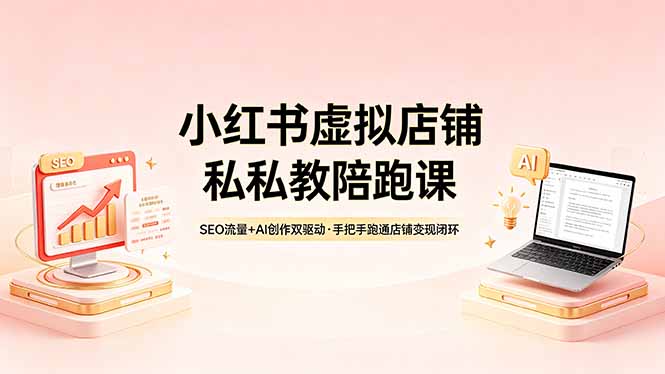 小红书虚拟店铺私教陪跑课,SEO流量+AI创作双驱动,手把手跑通店铺变现闭环-初遇资源网