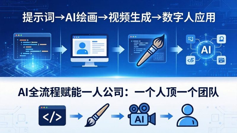 AI全流程赋能一人公司:提示词、绘画、视频、数字人、编程,一个人顶一个团队-初遇资源网