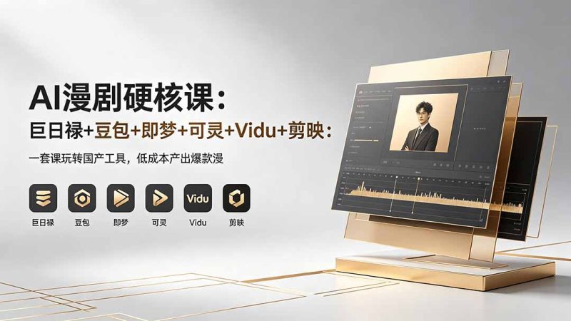 AI漫剧硬核课:巨日禄+豆包+即梦+可灵+Vidu+剪映:一套课玩转国产工具,低成本产出爆款漫剧-初遇资源网
