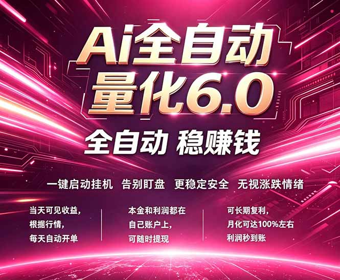最新AI量化交易6.0，24小时自动运行，绿色稳定！日入1000+-初遇资源网