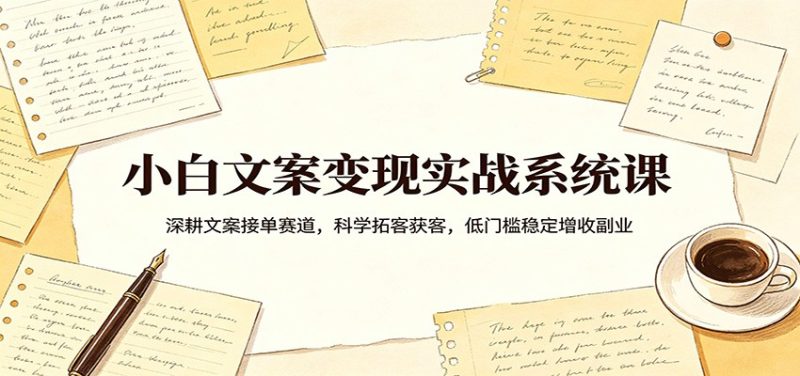 小白文案变现实战系统课：深耕文案接单赛道，科学拓客获客，低门槛稳定增收副业-初遇资源网