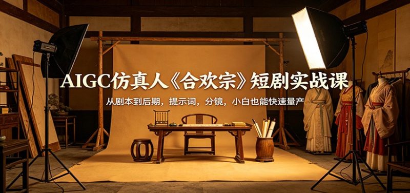AIGC仿真人《合欢宗》短剧实战课:从剧本到后期,提示词,分镜,小白也能快速量产-初遇资源网