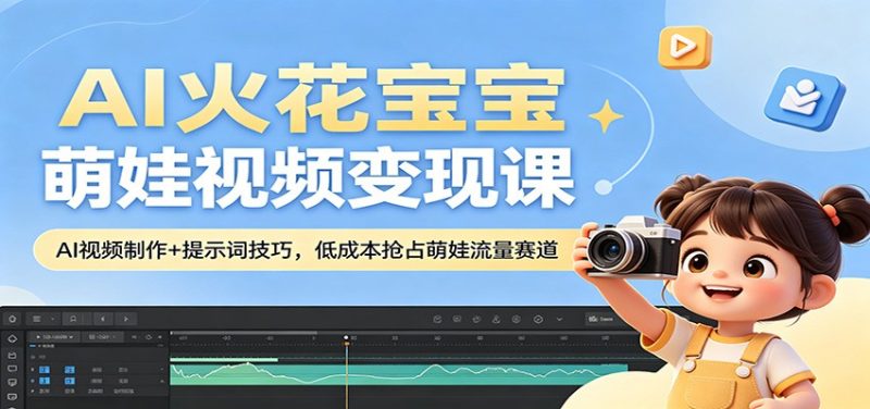AI火花宝宝萌娃视频变现课:AI视频制作+提示词技巧,低成本抢占萌娃流量赛道-初遇资源网
