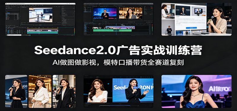 Seedance2.0广告实战训练营：AI做图做影视，模特口播带货全赛道复刻-初遇资源网