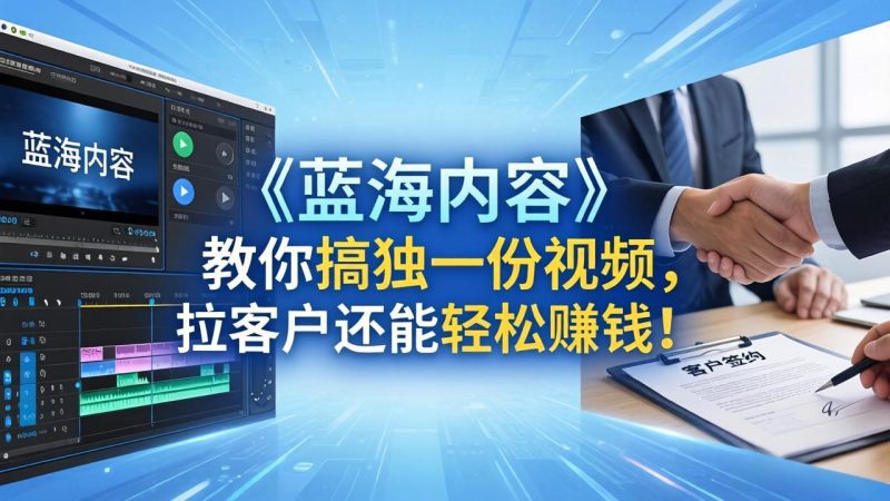 做视频卷不动了？《蓝海内容》教你搞独一份视频，拉客户还能轻松赚钱！-初遇资源网