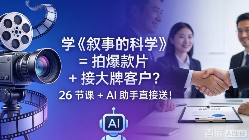 学《叙事的科学》= 拍爆款片 + 接大牌客户？26 节课 + AI 助手直接送！-初遇资源网