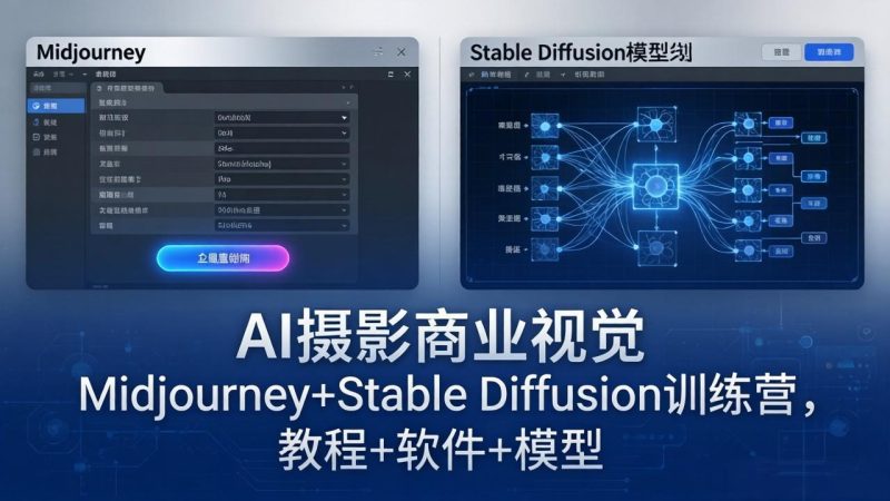 AI摄影商业视觉Midjourney+Stable Diffusion训练营，教程+软件+模型-初遇资源网