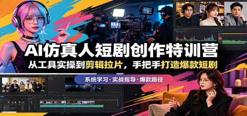 AI仿真人短剧创作特训营：从工具实操到剪辑拉片，手把手打造爆款短剧-初遇资源网