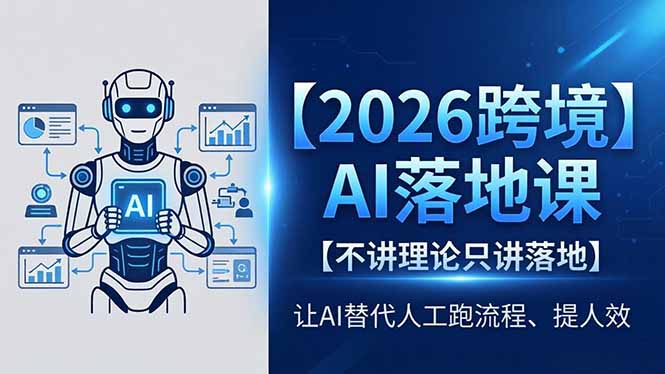 2026跨境AI落地课,不讲理论只讲落地,让AI替代人工跑流程、提人效-初遇资源网