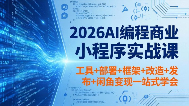 2026AI编程商业小程序实战课，工具+部署+框架+改造+发布+闲鱼变现一站式学会-初遇资源网