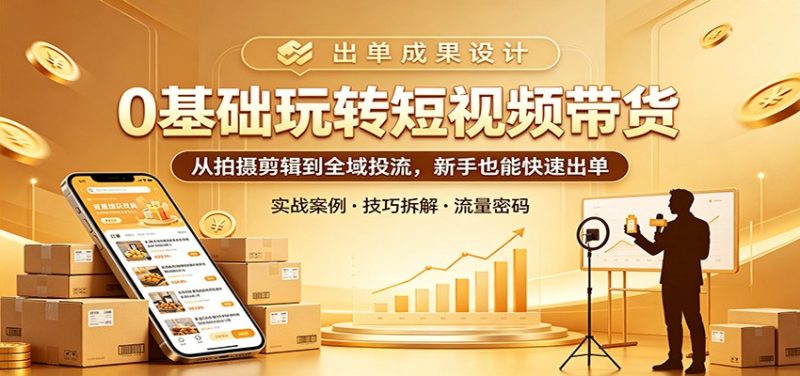 0基础玩转短视频带货:从拍摄剪辑到全域投流,新手也能快速出单-初遇资源网
