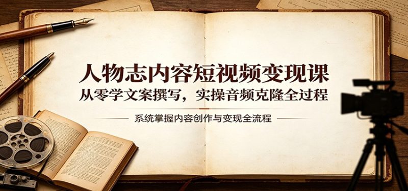 人物志内容短视频变现课：从零学文案撰写，实操音频克隆全过程-初遇资源网