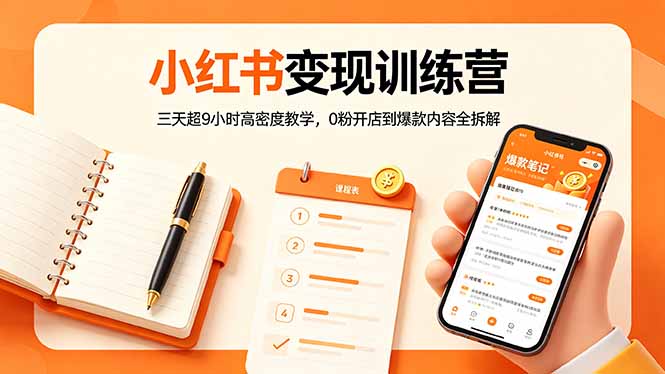 小红书变现训练营：三天超9小时高密度教学，0粉开店到爆款内容全拆解-初遇资源网