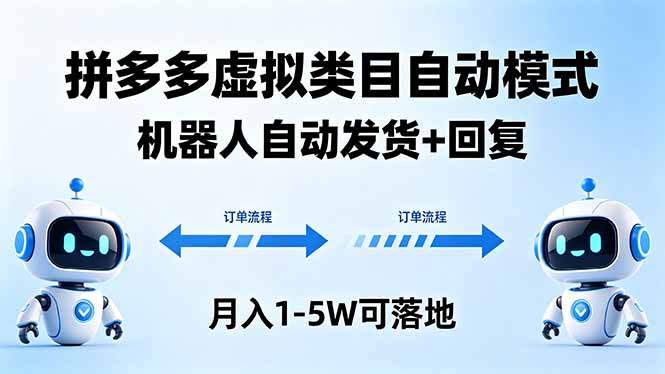 多多虚拟类目自动模式，机器人自动发货 + 回复，月入 1-5W 可落地-初遇资源网