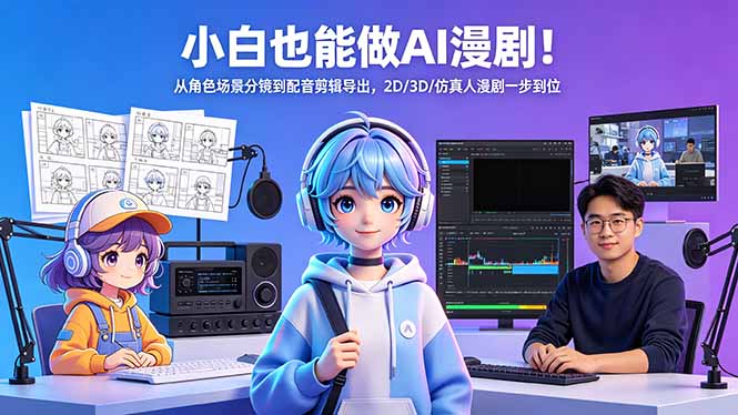 小白也能做AI漫剧！从角色场景分镜到配音剪辑导出，2D/3D/仿真人漫剧一步到位-初遇资源网