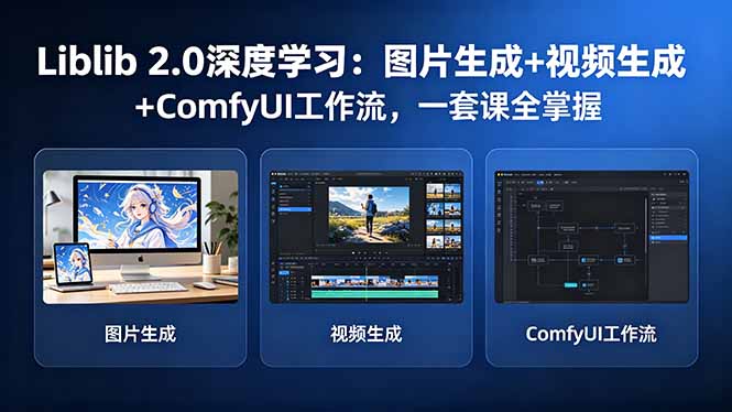 Liblib 2.0深度学习：图片生成+视频生成+ComfyUI工作流，一套课全掌握-初遇资源网