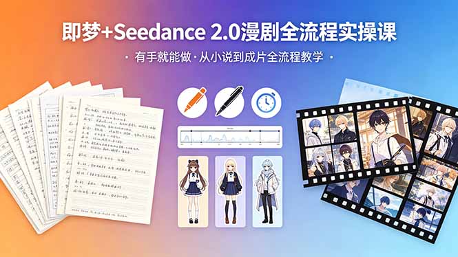 【中创网】即梦+Seedance 2.0漫剧全流程实操课，有手就能做，从小说到成片全流程教学 - 初遇资源网