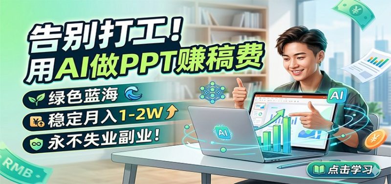 告别打工！用AI做PPT赚稿费，绿色蓝海，稳定月入1-2W，永不失业副业！-初遇资源网