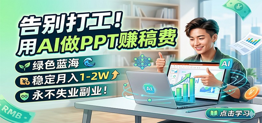 【福缘网创】告别打工！用AI做PPT赚稿费，绿色蓝海，稳定月入1-2W，永不失业副业！ - 初遇资源网