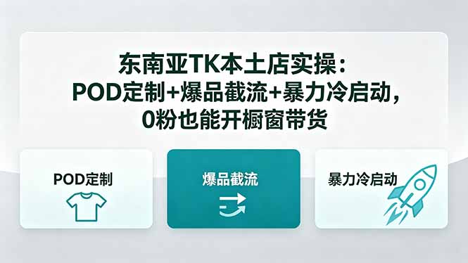 东南亚TK本土店实操：POD定制+爆品截流+暴力冷启动，0粉也能开橱窗带货-初遇资源网